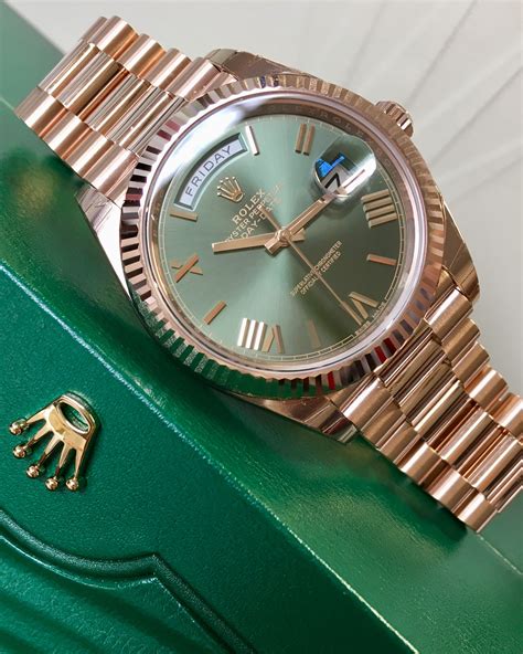 rolex day date everose gold and green|rolex day date 228235.